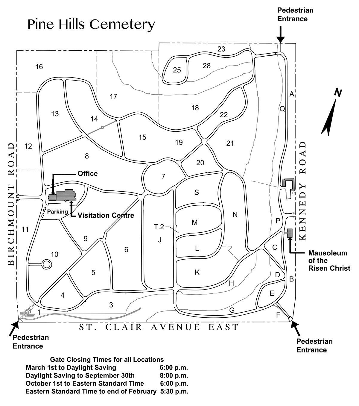 Pine Hills Cemetery Map